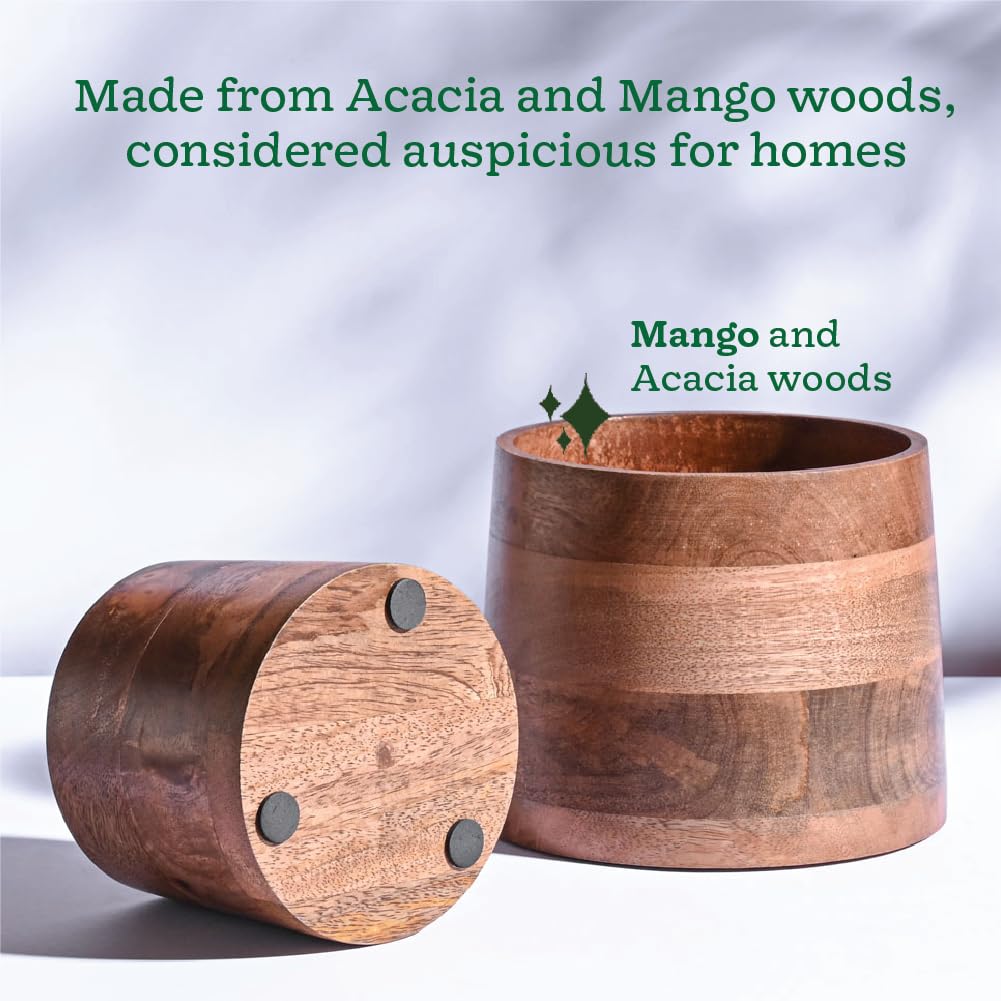 Two Round Planters (Acacia & Mango Wood)