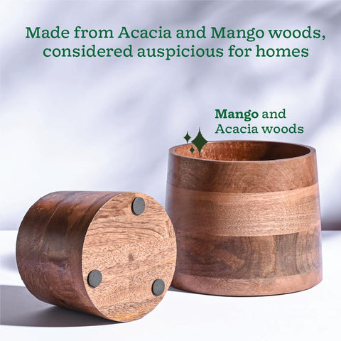Two Round Planters (Acacia & Mango Wood)
