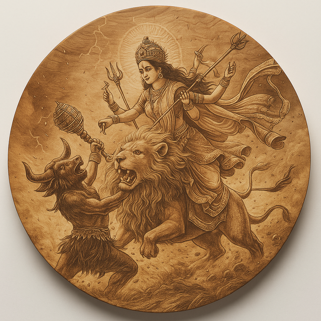 Pyrography Art Durga - Dia 1 ft