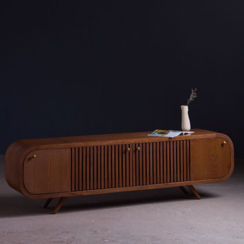 RetroWood Slatted TV Cabinet