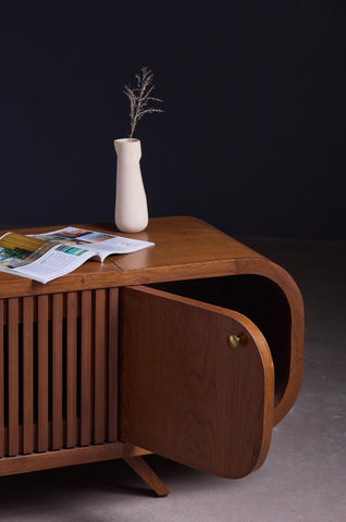 RetroWood Slatted TV Cabinet