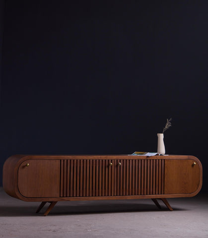 RetroWood Slatted TV Cabinet