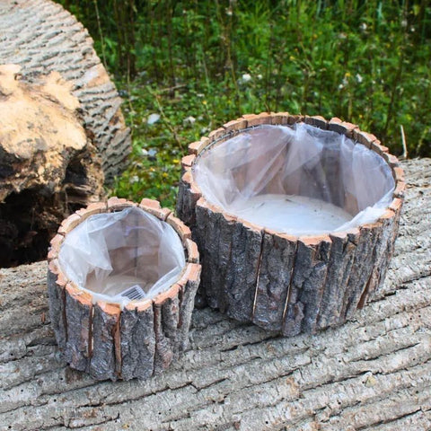 Rustic Log Planter Set