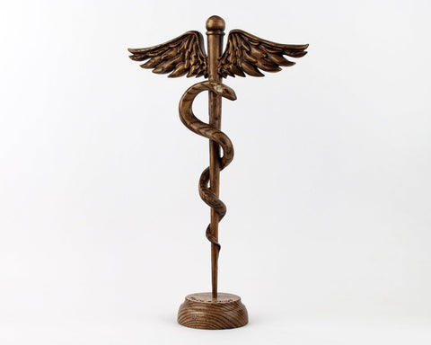 Rod of Asclepius Sculpture