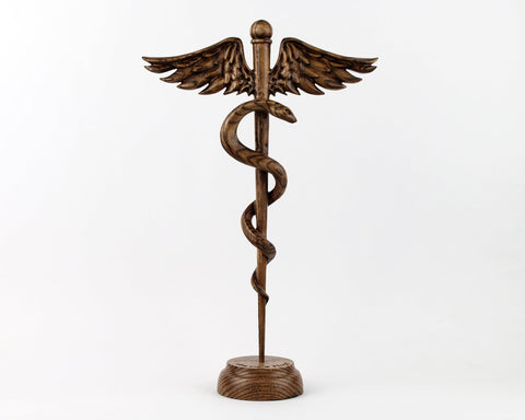 Rod of Asclepius Sculpture